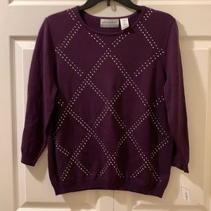 NWT- Alfred Dunner- Petite collections Embellished Amethyst sweater